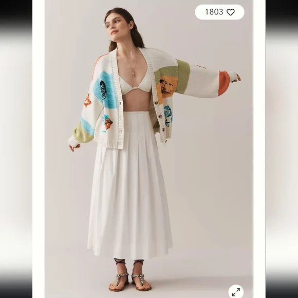 NWOT Pilcro by Anthropologie Icon Graphic Cardigan Sweater - Picture 3 of 15